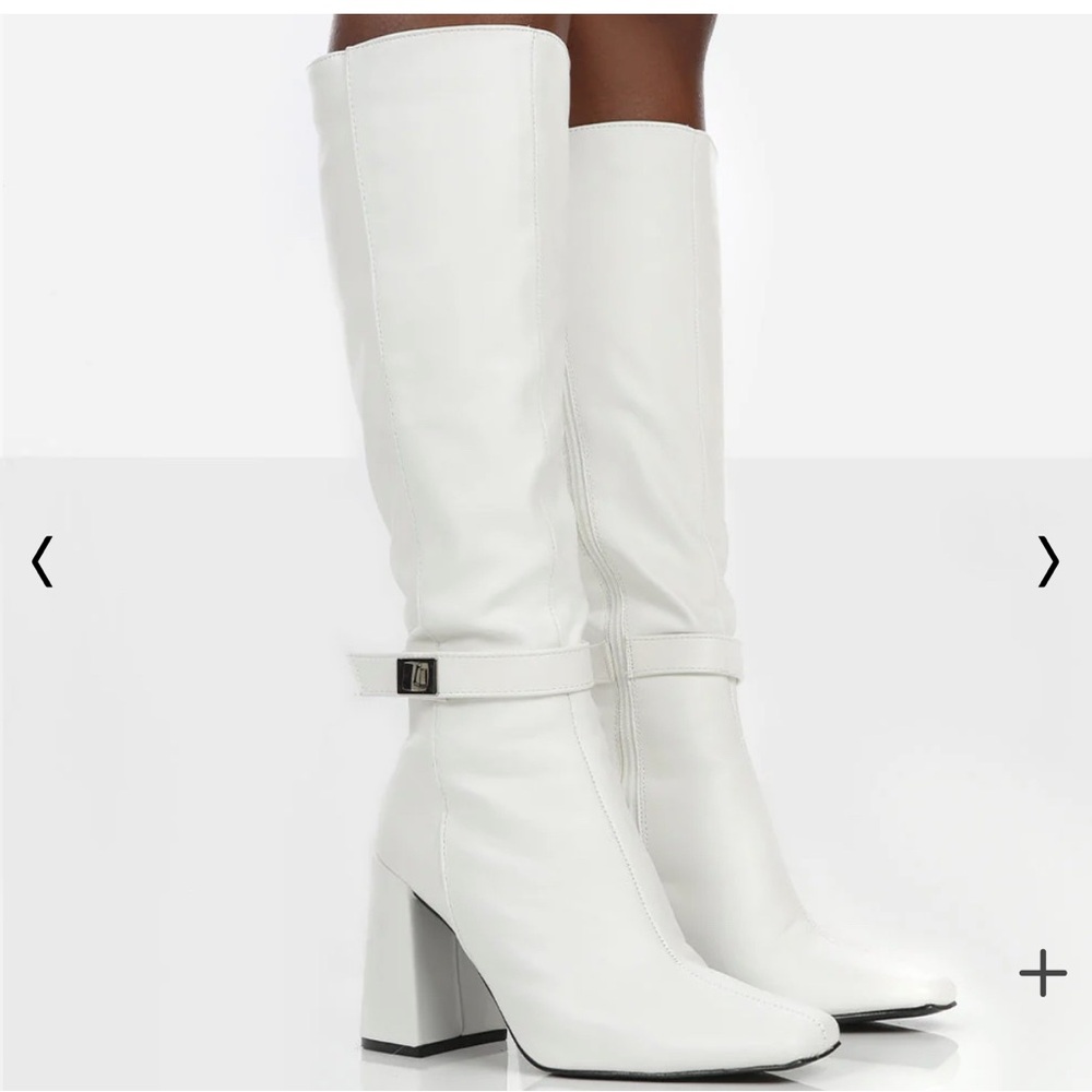 Public Desire - White Buckle Boots